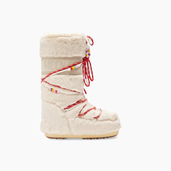 NIB *RARE* Moon Boot Icon Cream Faux-Fur Beaded Boots (white/size 35-38) - Picture 2 of 7